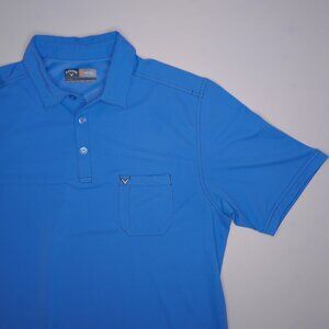 Callaway Mens Golf Polo Shirt L Opti-Dri Moisture Wicking Activewear Blue Solid